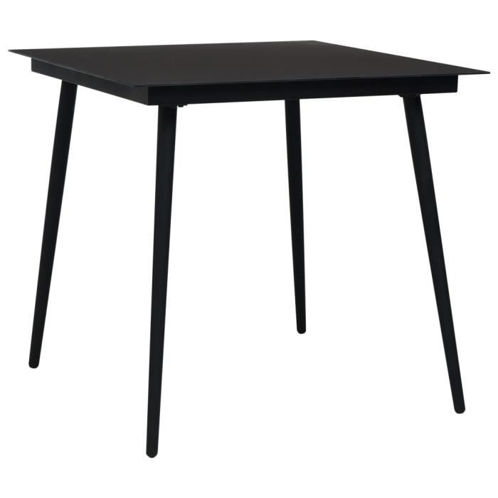 Ensemble table et chaises - VIDAXL - Mobilier à dîner d'extérieur - Noir - Corde en coton - Acier