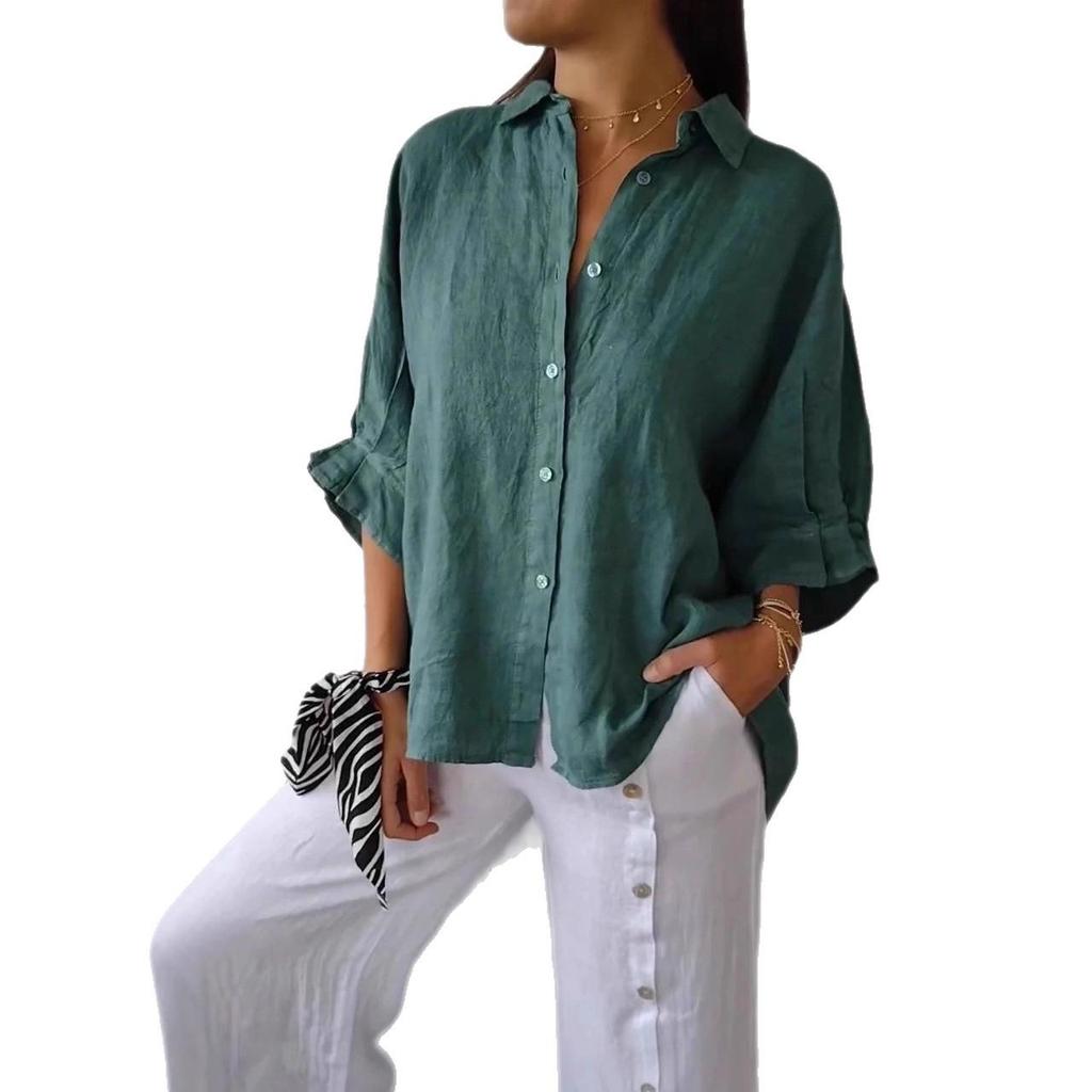 2025 EU Spring Cotton Linen Lace-Up Long Sleeve Shirt