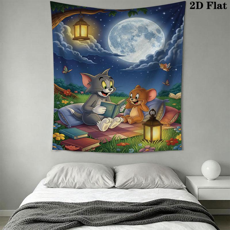 Tom and Jerry B Wall Hanging Printed Fabric Blanket Decorative Tapestries for Bedroom Living Room Home Decor
