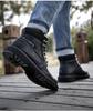 Chaussures de travail montantes pour hommes à embout en acier, Anti-écrasement, Anti-perforation, Antidérapantes, Résistantes à l'usure, Semelle en tendon de bœuf