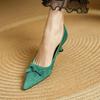 Fashion 2025 New Fashion Women Pumps Shoes Chunky High Heels Spring Elegant Summer Pointed Toe Casual Shoes Woman Black Green Size 34-40