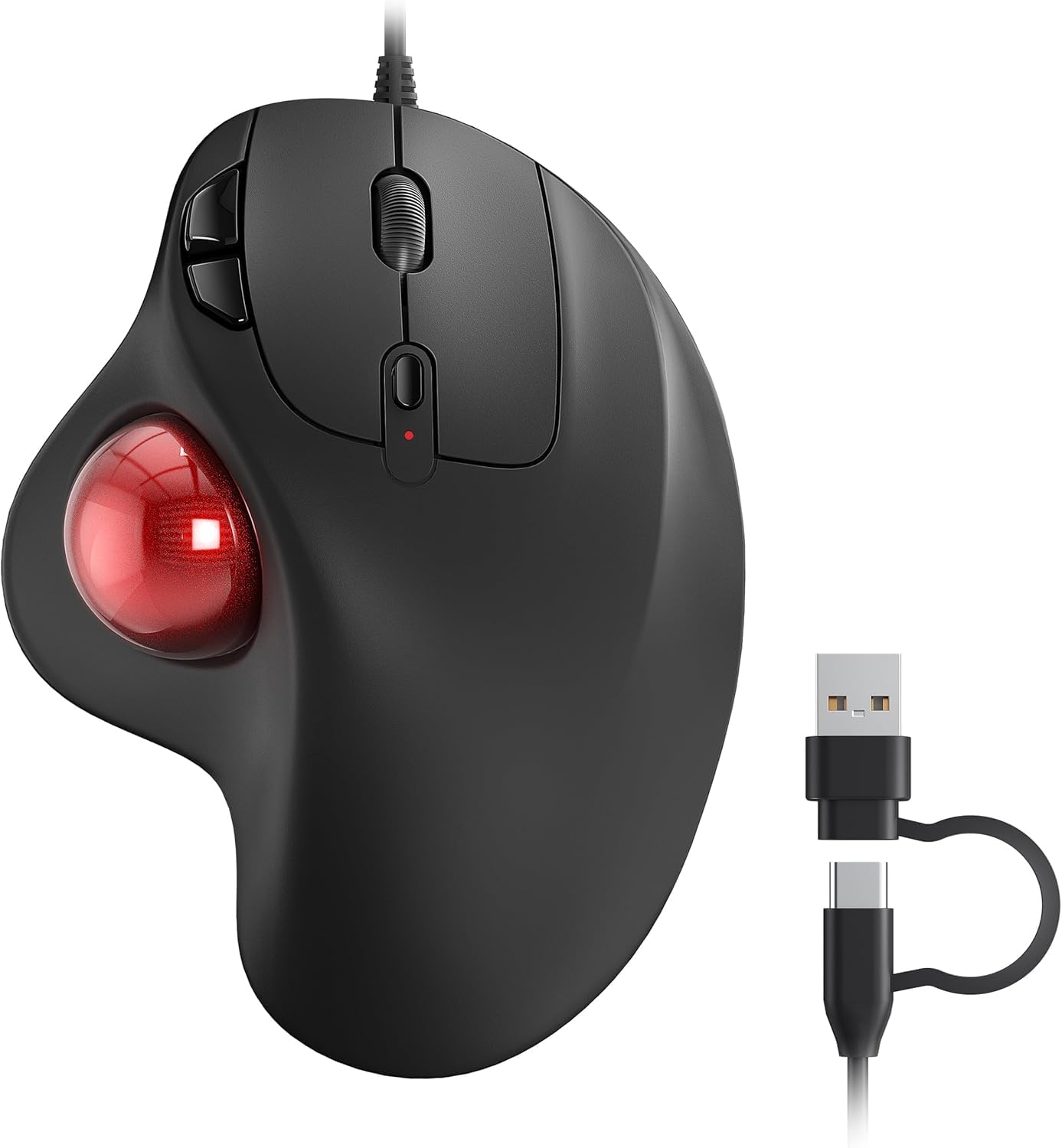

Nulea M509 Wired Trackball Mouse, 6 Buttons with ForwardBack Buttons, 5-Level DPI Adjustment, Thumb Operation, Precise and Smooth, 2-in-1 Interface,