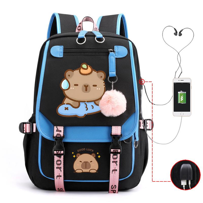 Campus Universal School Bag Kapibara Personality Trend USB Multifunctional Backpack Student New