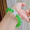10mm Eis Klar Kaiser Grün Natürlicher Grüner Chalcedon Weißes Mondlicht Design Armband