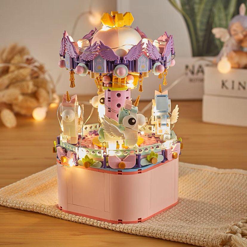 Ferris Wheel & Carousel Music Box: Building Block Toy Gift for Girls, Girlfriends, and Best Friends