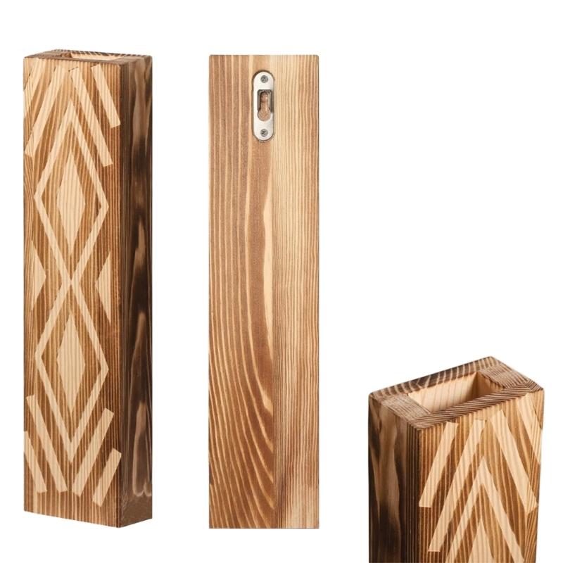 Wall Mounted Wooden Flower Vases Planter Geometric Pattern Hanging Floral Arrangements Container For Home Office Decors