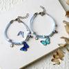 Alloy Butterfly Beaded Bracelet with Colorful Adjustable Handwoven Rope for Women Girls Kids Party Accessories