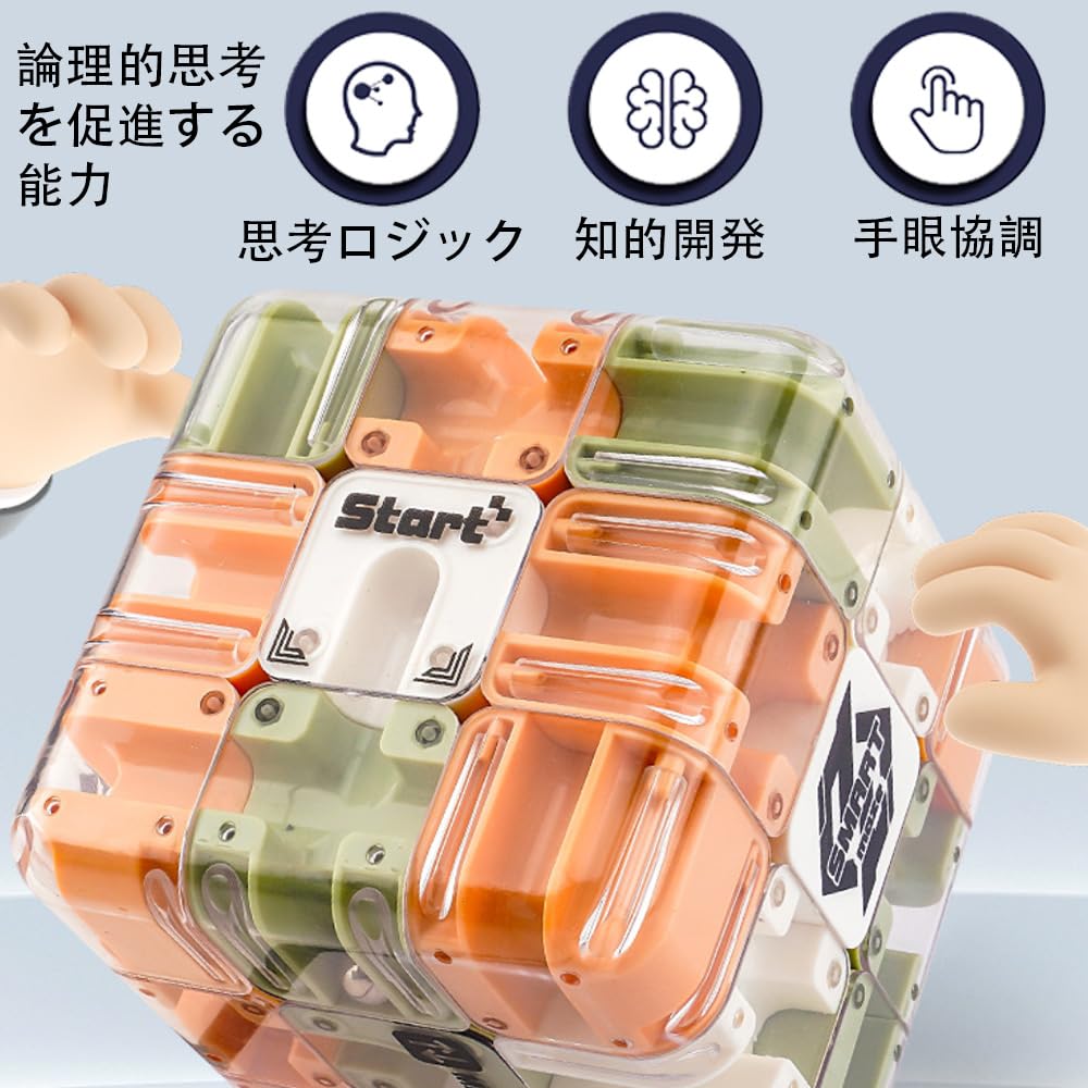 3D Rollerball and Magic Cube Double Play Educational Toy Brain Training Puzzle Develops Spatial Awareness and Logical Smooth Rotation Perfect Gift for