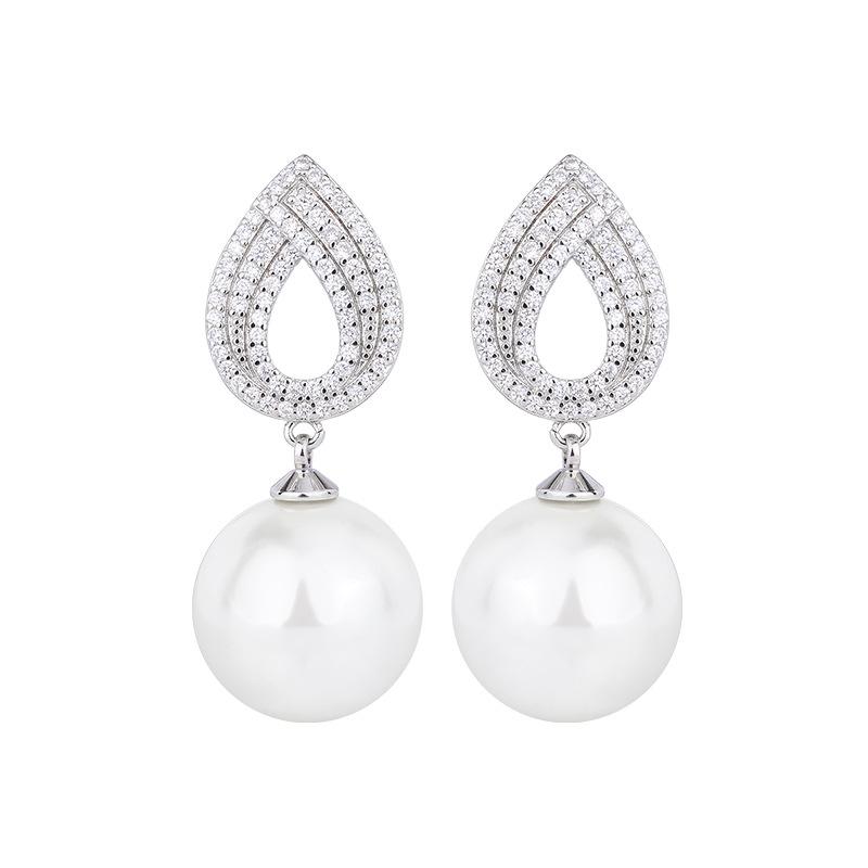 Jewelry Copper Bottom Gold-Plated Inlaid Fritillary Pearl Simple Pearl Set 14Mm