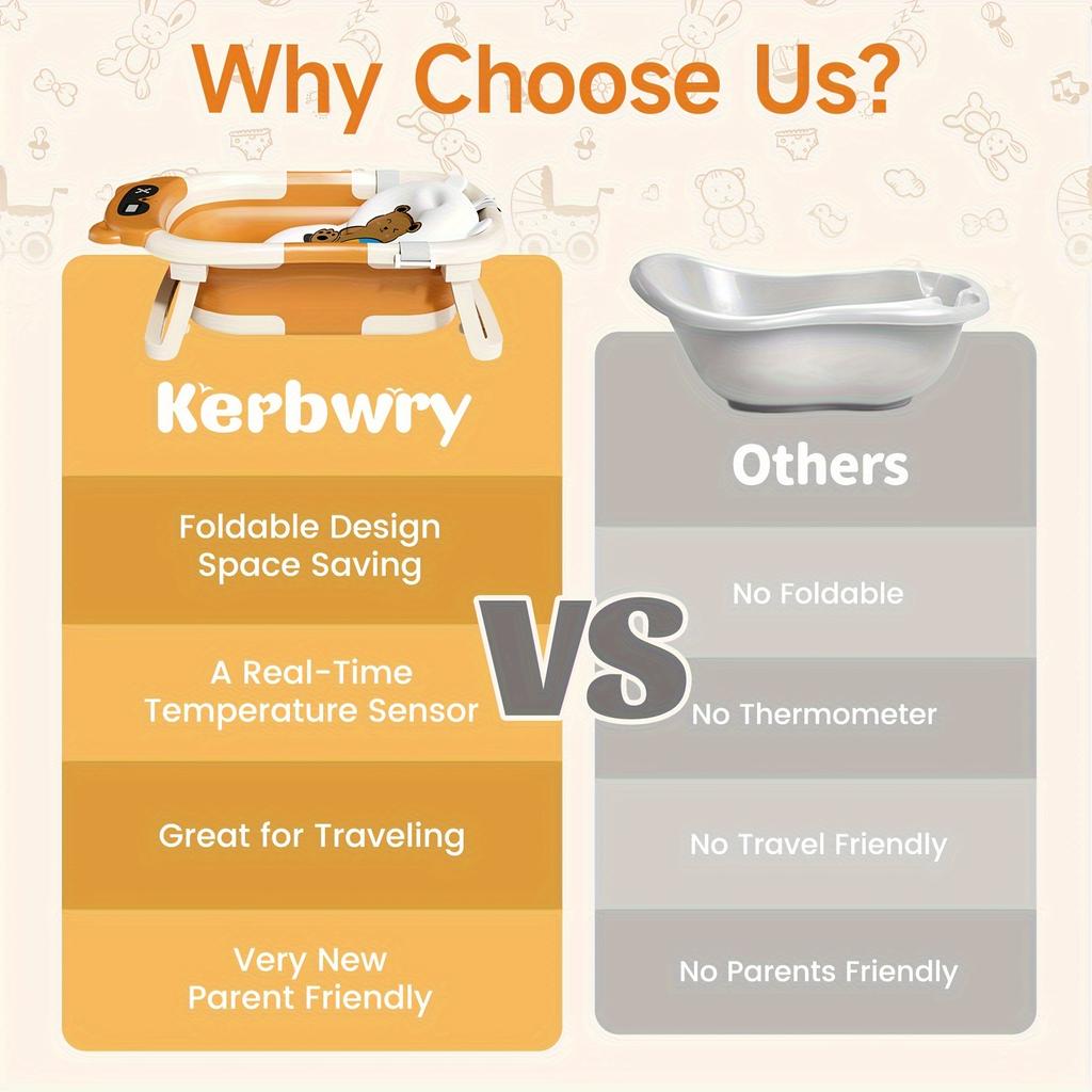 Collapsible Bathtub, Foldable Bathtub With Soft Cushion And Thermometer, Portable Travel Bathtub, Durable Bath Tub With No-Slip Feet
