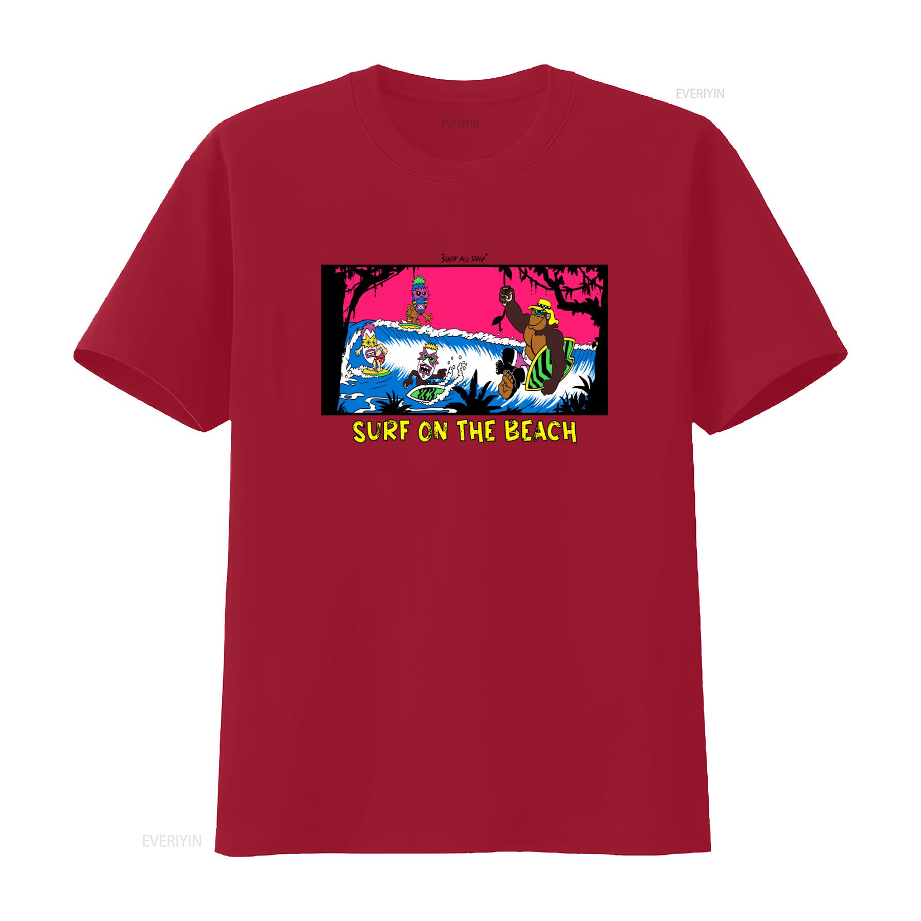 

Vintage Surf Skate Design T Shirt Hawaii Surfing Theme with Fun Characters Perfect for Beach Lovers Large Size Available S