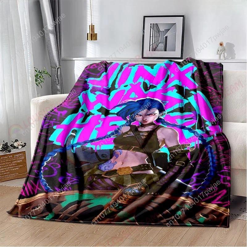 Game Jinx Arcane League of Legends Blanket Picnic Blanket Warm Comfortable Home Travel Birthday Custom blankets