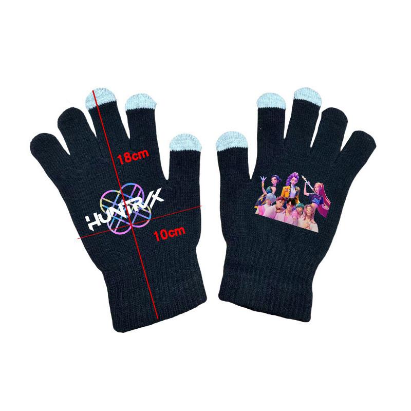 Kids Boys Girls Kpop Hunters Derpy Rumi Zoey Mira Printed Velvet Autumn Winter Warm Knitted Gloves