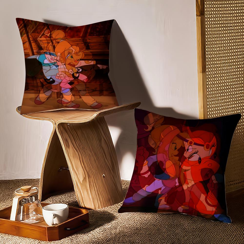 The Chipmunk Anime Adventure Cushion Cover Anti-dustmite Pillowcase Invisible Zipper Silky Short Plush Sofa Cushion Cover