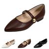 Pointed Toe Flat Shoes with Mary Jane Strap and Metallic Button Detail Slip On Design Comfortable Low Heel Casual Footwear for Women