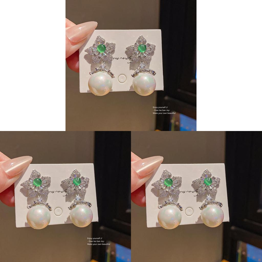 Sternförmige Zirkonia-Perlenohrringe für Damen Modeschmuck mit Stahlsteckern