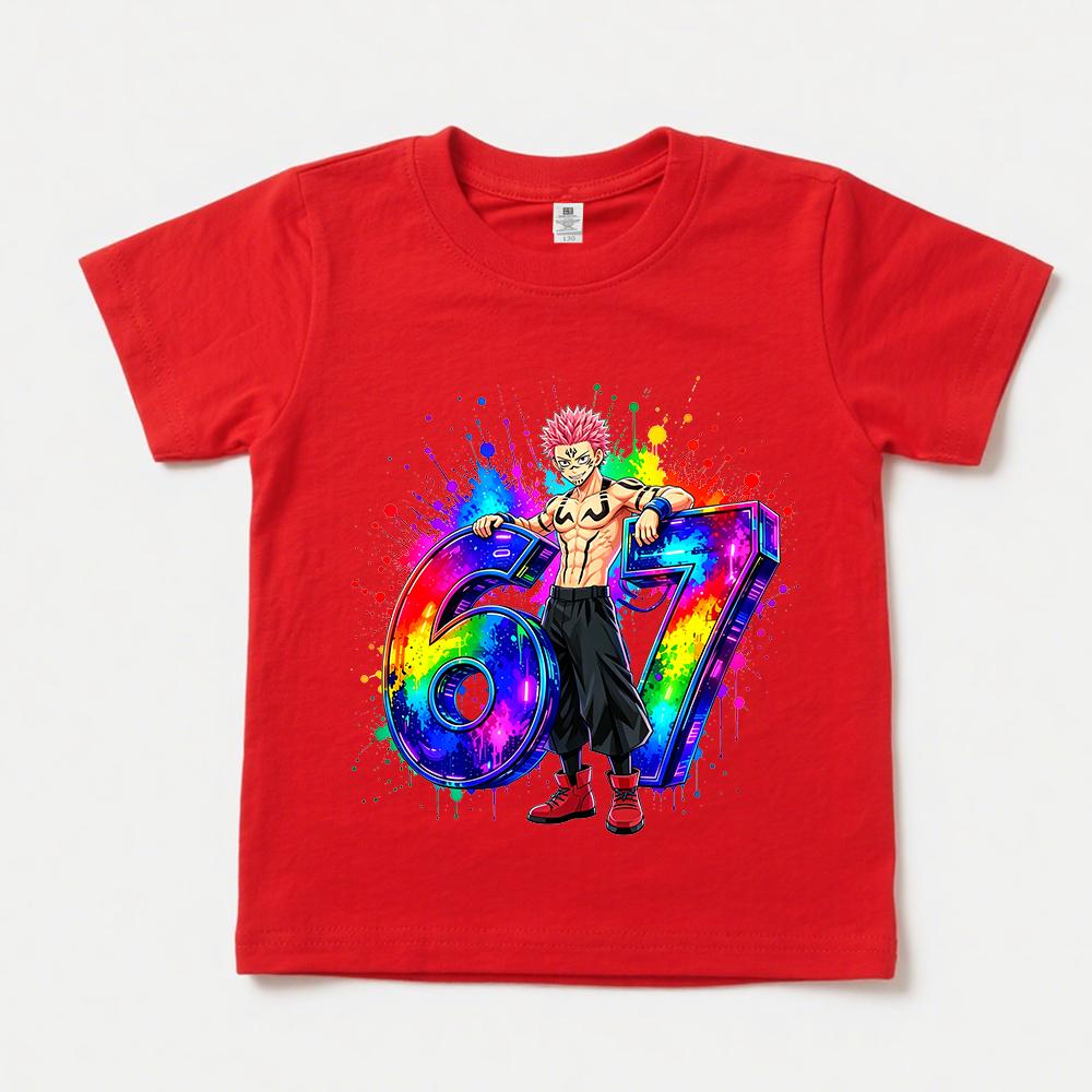 Jujutsu Kaisen Ryomen Sukuna 67 Print Kids Casual Cotton T Shirt for Boys and Girls 100
