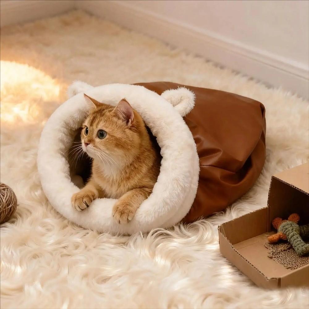 Soft Warm Cat Sleeping Bag Comfortable Winter Pet Bed Self-Warming Semi-Enclosed Puppy Cave Winter