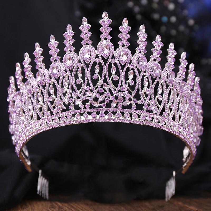 Royal Queen Rhinestone Crown Big Diadem CombsTiara Crowns for Women Bridal Wedding Party Crown Hair Dress Jewelry Accessories
