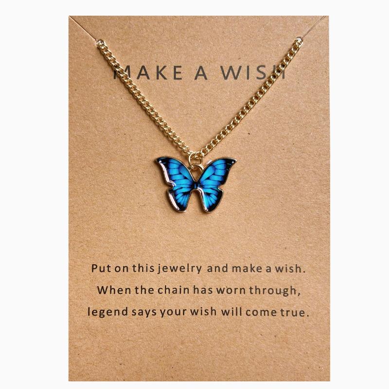 10 Pcs Fashion Butterfly Necklaces For Women Boho Vintage Colorful Simple Pendant Choker Chain New Jewelry Gifts