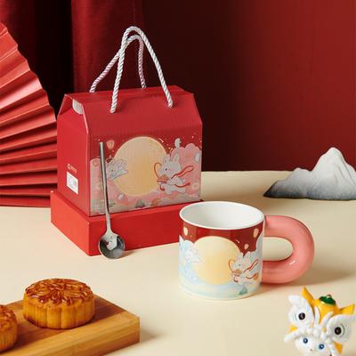 Mid Autumn Festival Cute Mug Gifts for Cultural and Creative National Trend Ceramic Water Cup Souvenir Gift Box Cup Event Gift