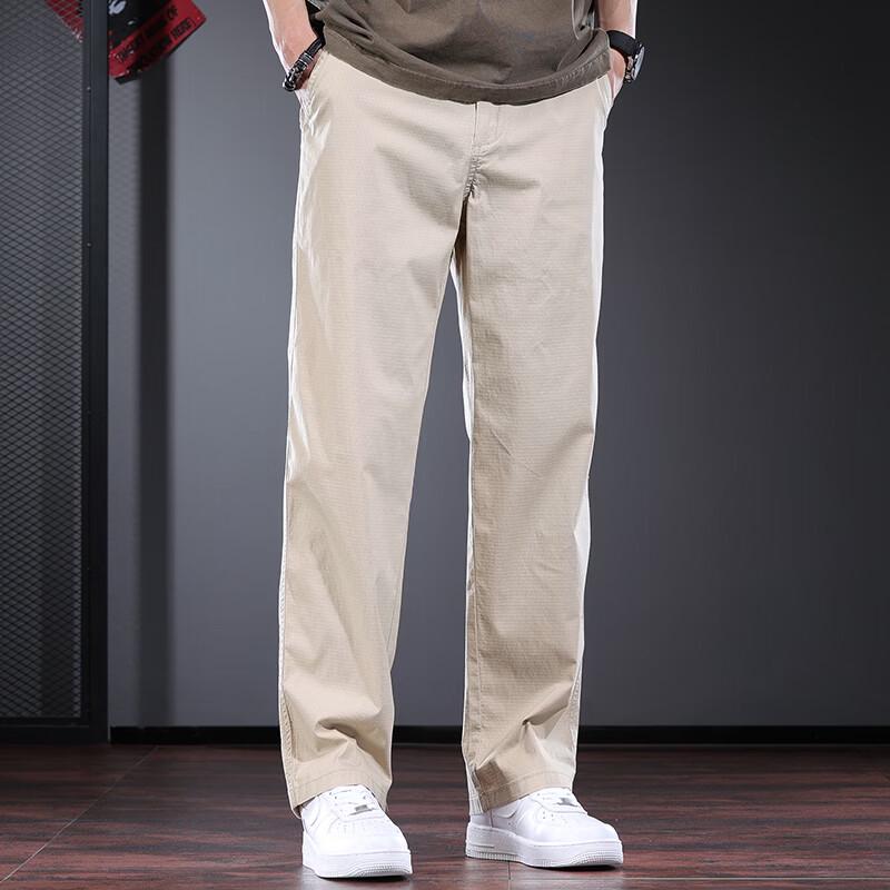 Jie Leinong Men's Summer Business Casual Straight-Leg Pants