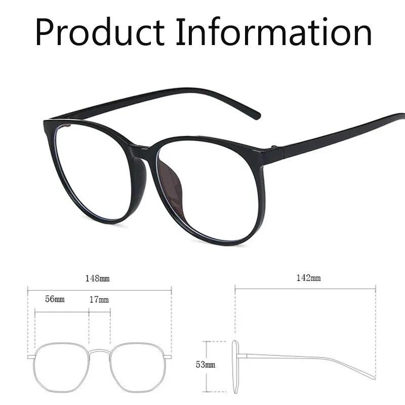 Women's Blue Light Blocking Short-sighted Glasses Fashion Round Frame Myopia Glasses Optical Prescription Minus Diopter Glasses