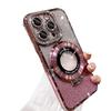 Magnetic Rhinestone Bracket for iPhone 13/14 Pro Max with Electroplated Glitter Lens Film