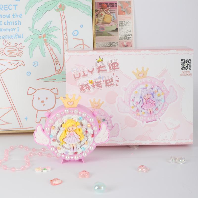 Kids' Handmade Cream PVC Crossbody Bag with Mirror Accessory