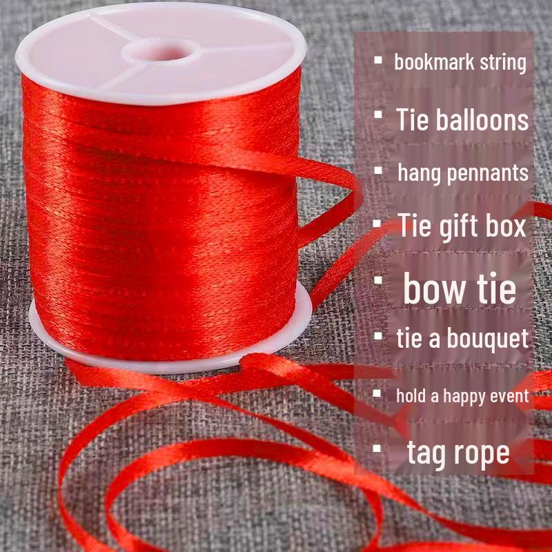 Red Ribbon Pack - Wedding & Party Decor: Ties Balloons, Hangs Lanterns