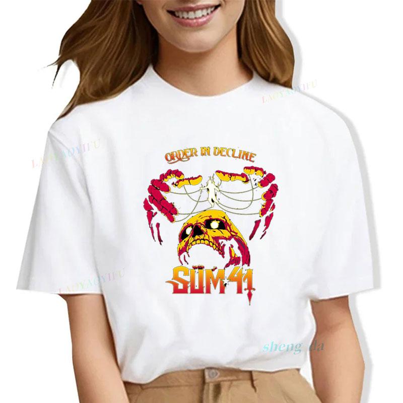 Rock Band Playera Sum 41  Unisexs T Shirts SUM41 Popular Punk Graphic Short Sleeve O Neck TShirt Casual Loose Clothes