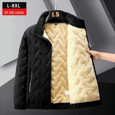 Men's Thick Winter Fleece Cotton Jacket - Large, Loose Fit