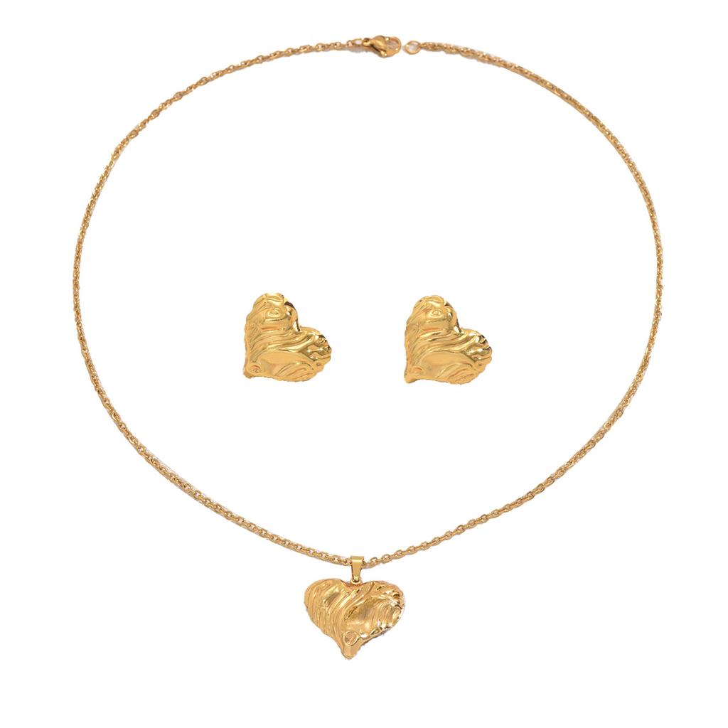 Wind lady long necklace niche love design pleated earrings versatile high-end pendant necklace