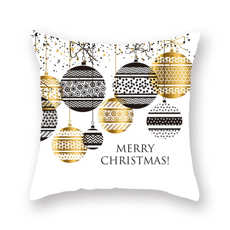 Santa Claus Christmas Ornament Print Pattern Cushion Cover Home Living Room Sofa Decoration Square Polyester Pillow Pillow Cover