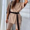 Summer Women's Short-sleeved T-shirt Set: Solid Color, Fashionable and Casual, Round-neck, Comfortable