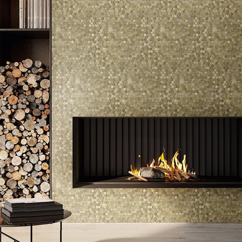 3D Mosaik Metall Aluminium Sechseck Paneel Wandaufkleber Selbstklebend Abstrakt Wasserdicht Küche Badezimmer Wanddekor Fliesen