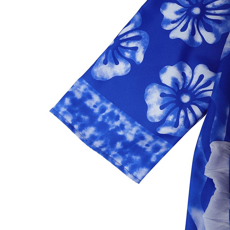 Plus Size Women Long Sleeve Floral Print Pockets Casual Loose Minig Dress