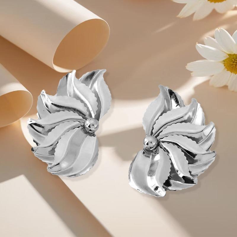 Light Luxury Fashion High-end Stud Earrings, Water Drop Petal Earrings, Smooth and Shiny Earrings, Ball Wearing Jewelry.