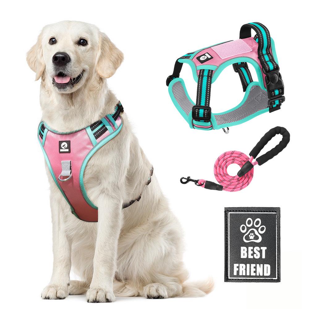 Large Dog Vest-Style Harness with Velcro & Shock-Resistant Leash