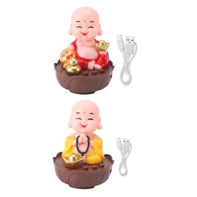 Happy Buddha Statue with Music USB Charging Adjustable Volume Cartoon  Laughing Buddha Figurine