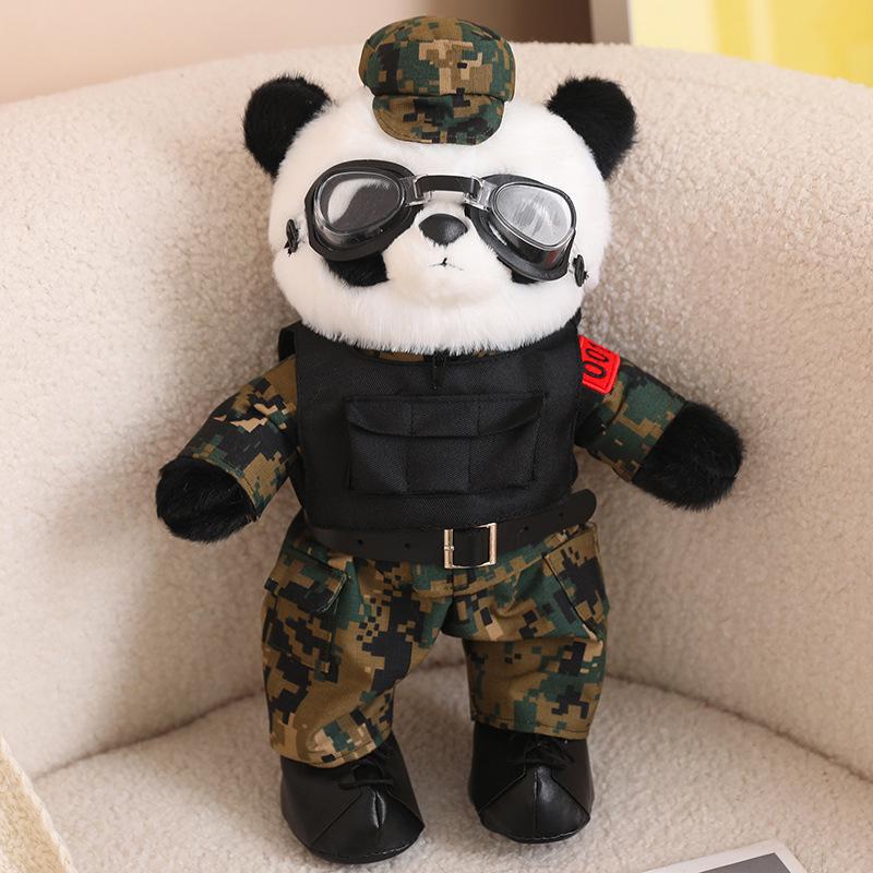 Кукла полицейский кролик, камуфляжная кукла, солдат, плюшевая игрушка панда, летчик-истребитель, ветеран, мальчик, сувенир 35cm