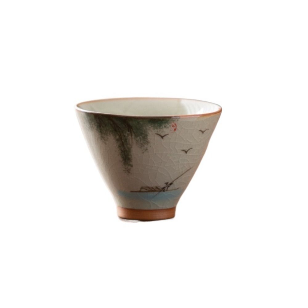 Lotus Graphic Ge Kiln Ceramic Tea Cup Hand-painted Tea Tasting Cups Kung Fu Tea Cup  Tea Making