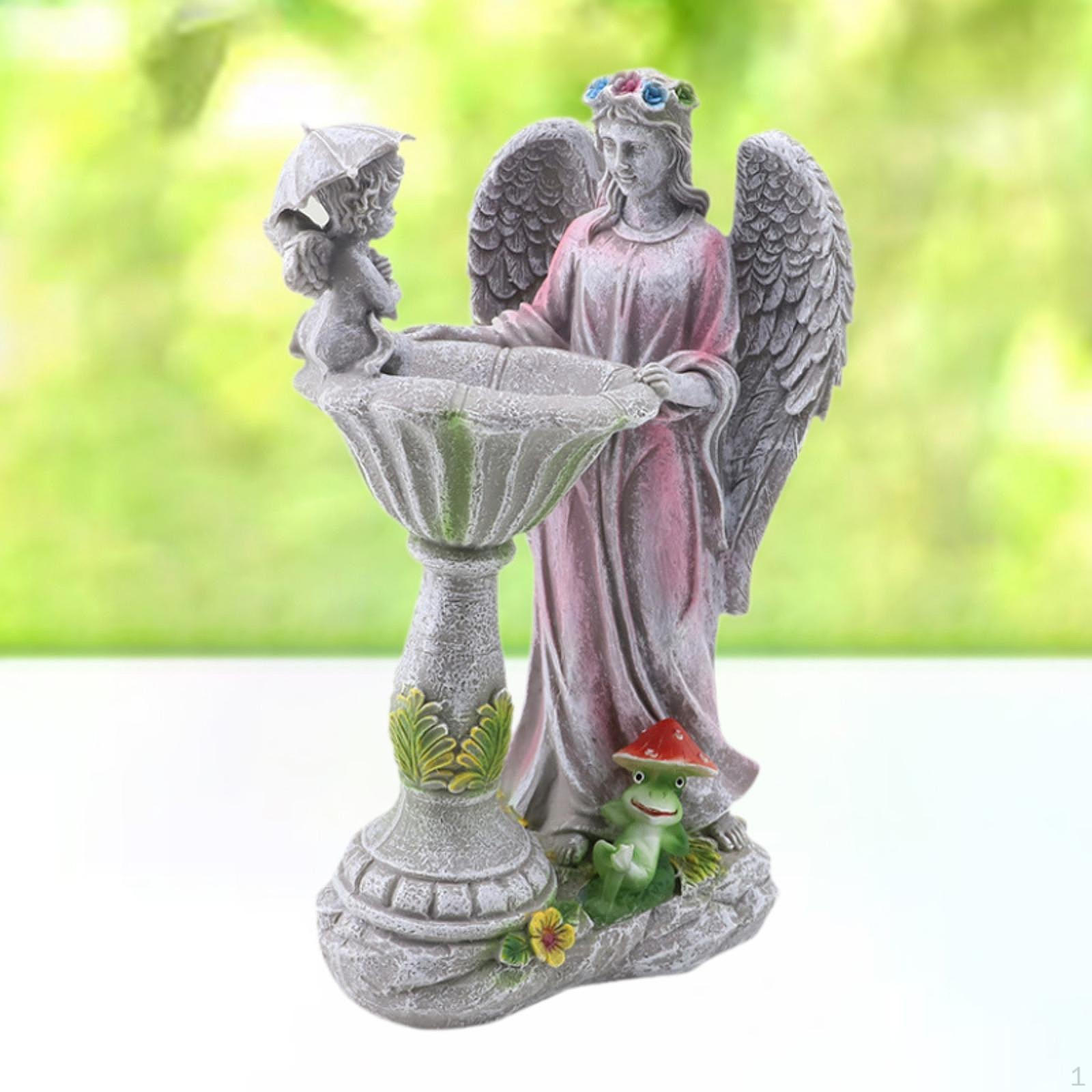 

Дівчина-янгол. Сонячна садова статуя. Декоративна статуетка. Світлий газон для ландшафту рожевий