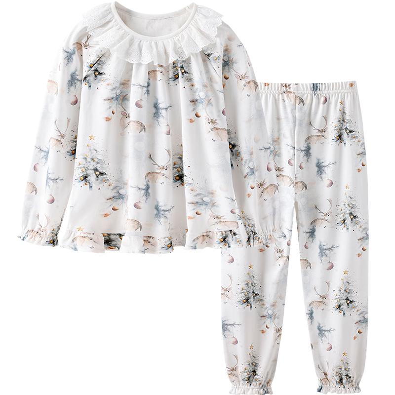 YEEHOO Girls Antibacterial Combed Cotton Pajamas Homewear 130