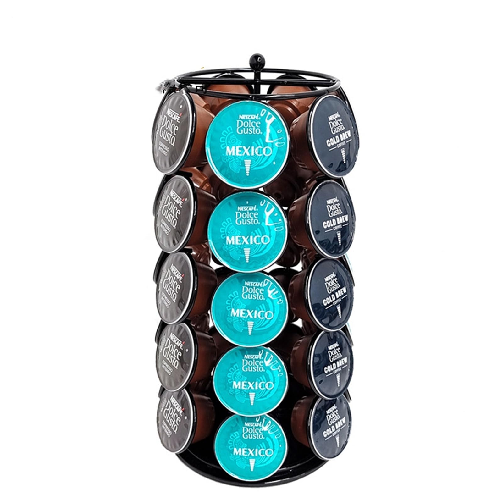 

Dolce Gusto/Nespresso Compatible 360-Degree Rotating Coffee Capsule Holder, Holds 35 Capsules, Black, Compact Display Rack