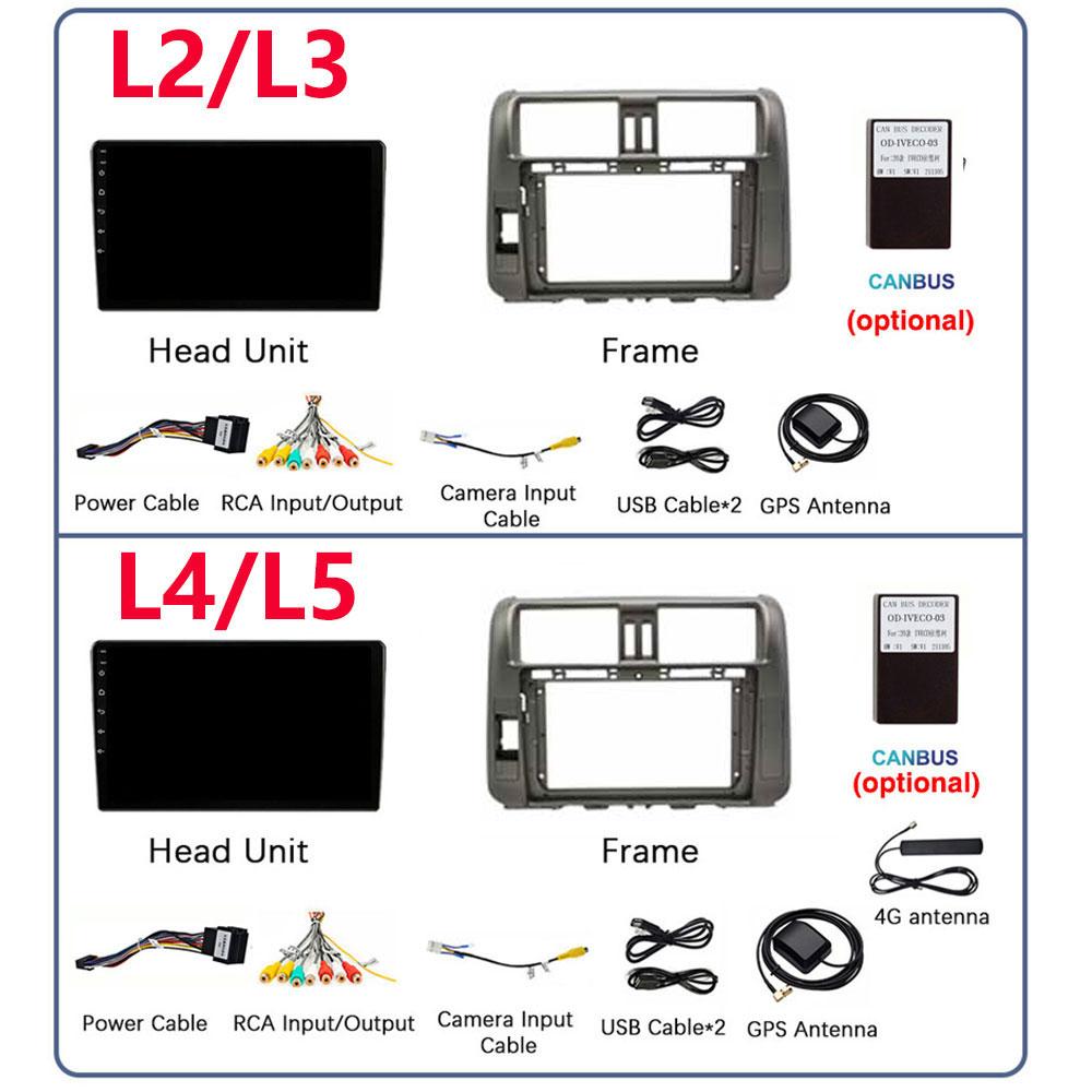 For Toyota Land Cruiser Prado 150 2009 - 2013 Car Radio Android 13 Video Multimedia Player GPS Navigation WIFI 4G LET Head Unit