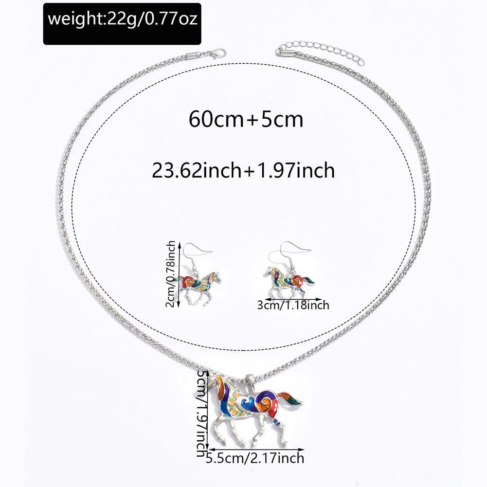 Rainbow Horse Pendant Necklace Little Rainbow Horse Jewelry Colorful Enamel Horse Pendant Necklace for Teen Girls Horse Lovers