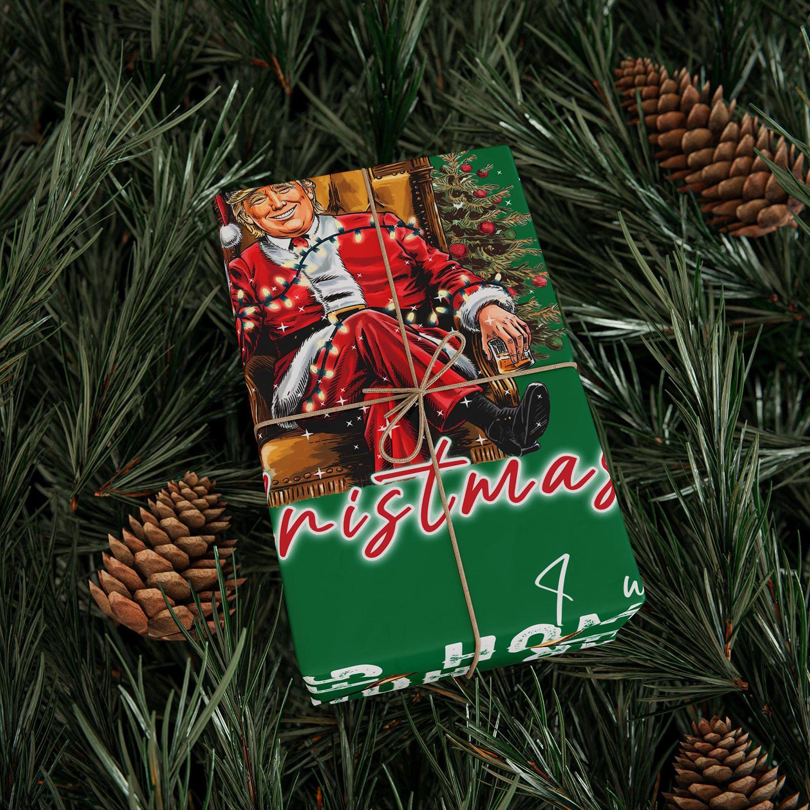 

Пакувальний папір із різдвяним персонажем, подарункова коробка, святковий пакувальний папір, різдвяні прикраси One Size