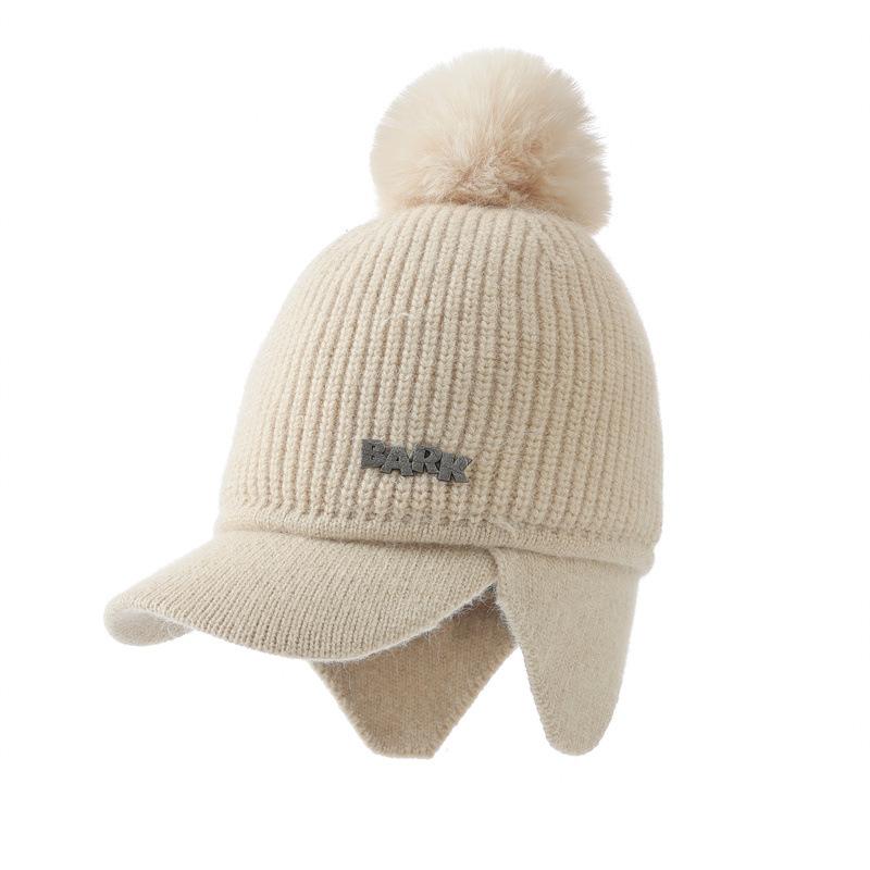 Fleece Warm Knitted Cap Ladies Ear Protector Wool Baseball Cap Fashion Cycling Plush Cap