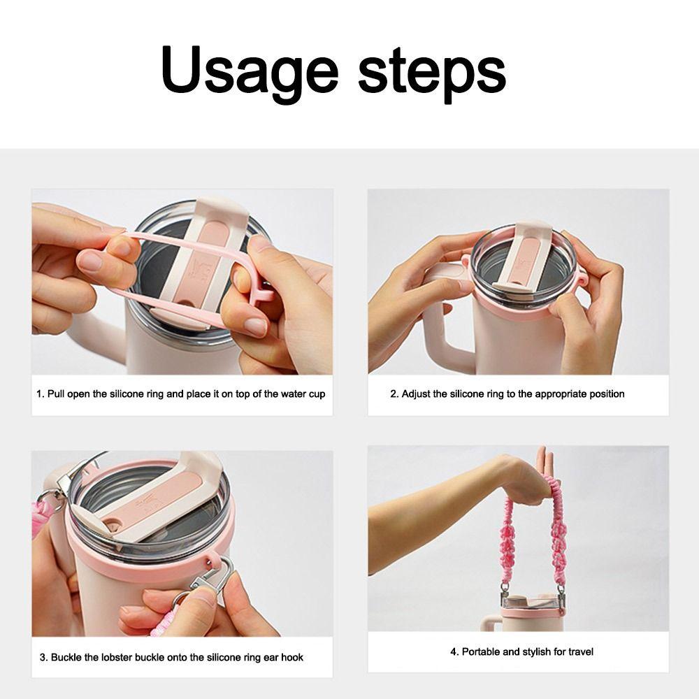 Handwoven Water Bottle Handle Strap Daisy Flower with Adjustable Hand Strap Water Cup Hanging Rope Macrame Water Bottle Holder